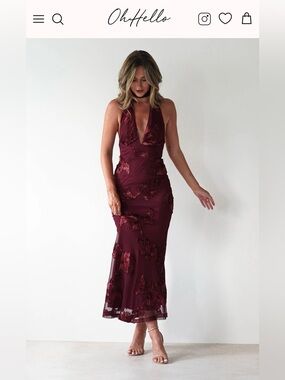 NWT Halsey Tie Back Maxi Dress | Wine Textured